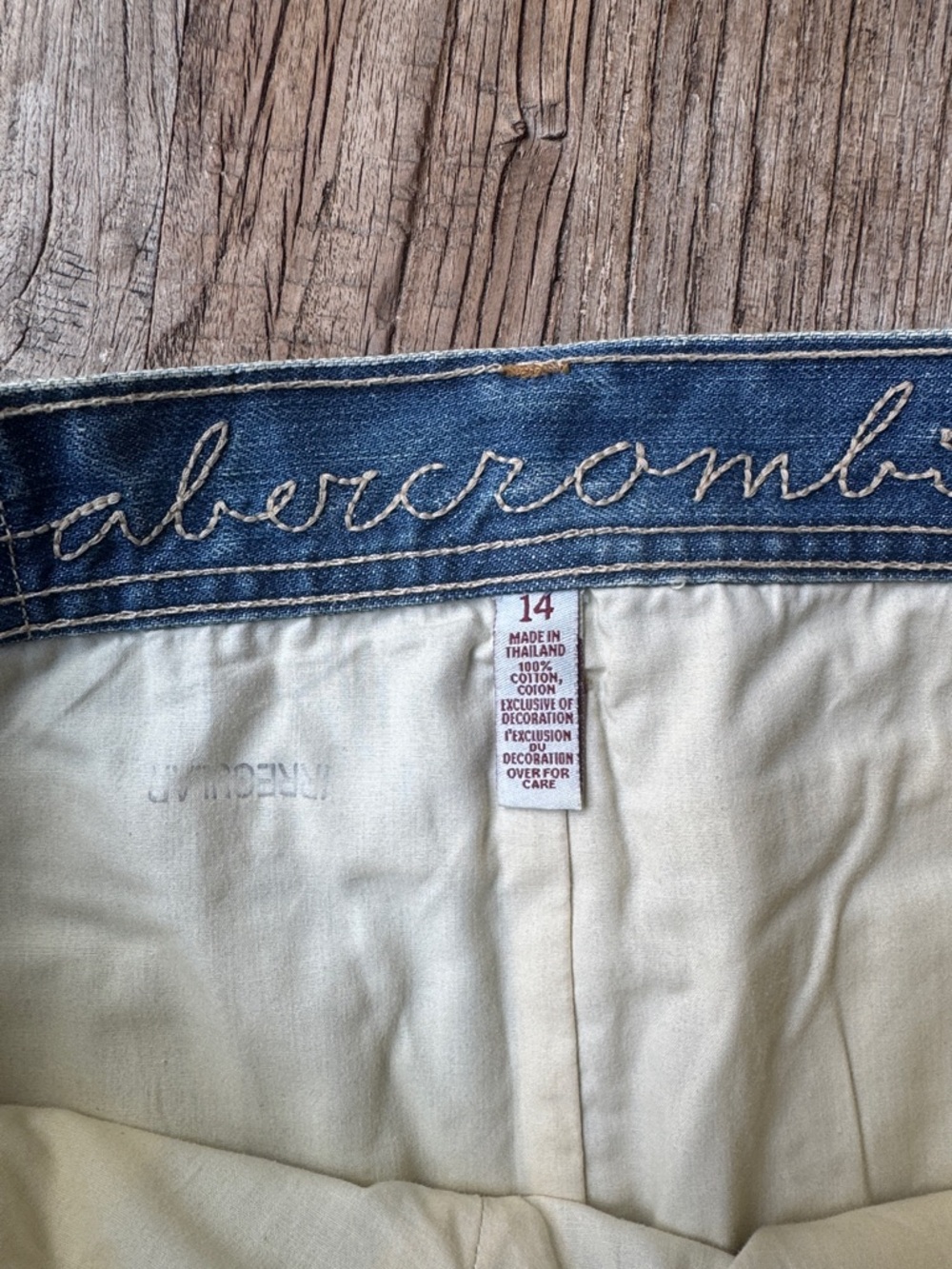 Vintage Abercrombie Denim Mini Skirt with Lace Trim - Light Blue - y2k - Picture 4 of 6